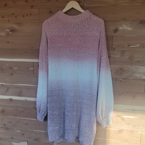Umgee Ombre Sweater Dress, Size L, Pink, White, & Purple, Knit